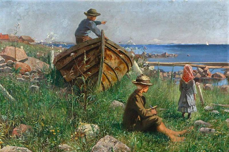 An archipelago scenery with children, Ferdynand Ruszczyc